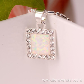 925 Sterling Silver Round Opal Stone Jewelry Pendants